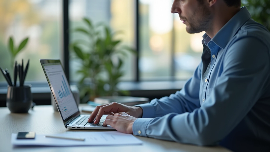 Statistiker arbeitet mit Datensätzen an einem modernen Schreibtisch